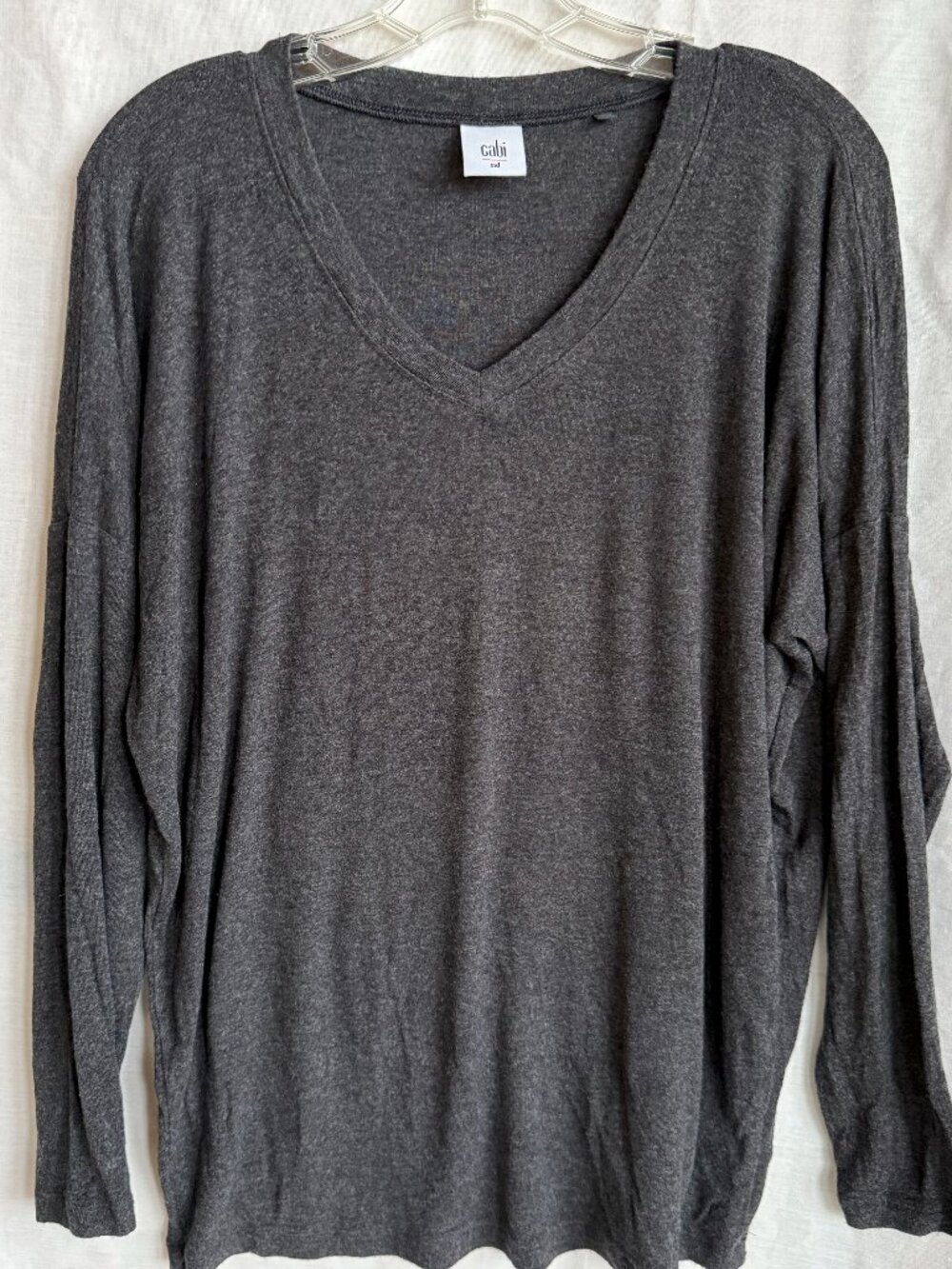 CAbi Grey Long-Sleeved V-neck Tee